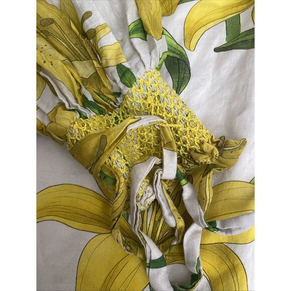 Alice + Olivia Artemis Off the Shoulder 3/4 Sleeve Mini Dress Floral Yellow L - Picture 8 of 10